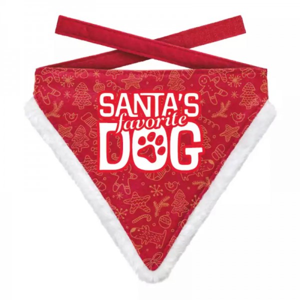 Bandana Xmas Favorite Dog Paw Red L