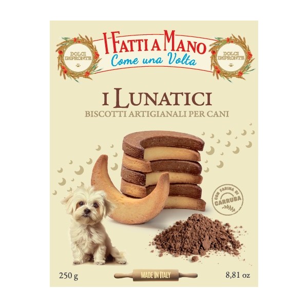 Dolci Impronte – Fatti a Mano – Lunatici -  Biscotti in pasta Frolla con Carruba - 250 gr