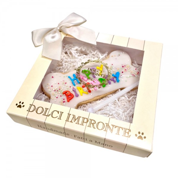 Dolci Impronte - Funny Happy Birthday Bone - Decorato a mano - 95gr Nuova Confezione