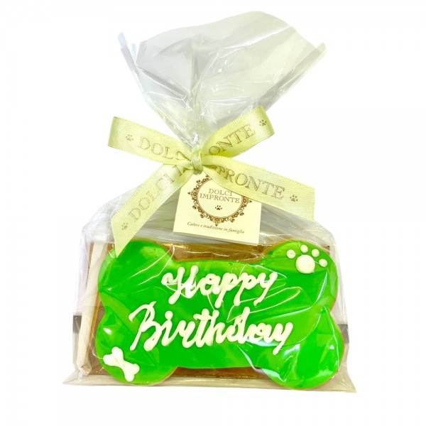 Dolci Impronte - Birthday Bone Verde  - 85 gr – Biscotto in Pasta Frolla Fatto a Mano