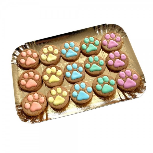 Dolci Impronte – Tray 15 Hand-Decorated Paw Prints – Various Colors – 290g