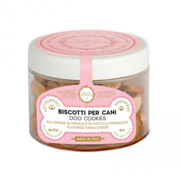 Dolci  Impronte- Gluten Free - Biscotti con Farina Di Riso - Aromatizzati Prosciutto e Formaggio - Barattolo 170gr